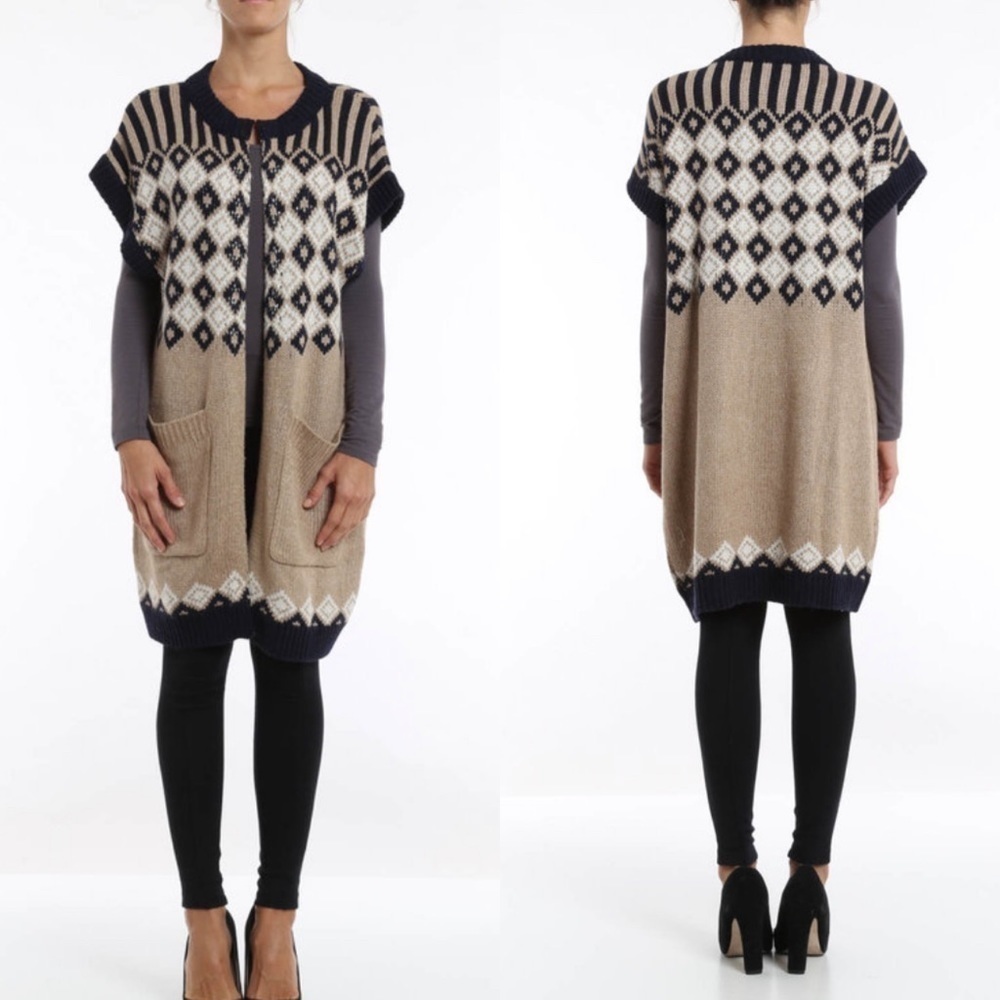 See by Chloé jacquard fair isle wool / alpaca blend cardigan sweater size small